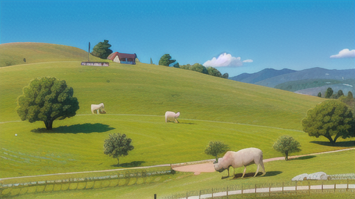 羊が放牧される丘